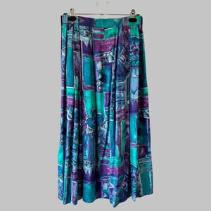Vintage Bellessa Abstract Print  Midi Maxi Skirt Made in Canada